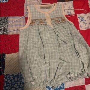 Green Checkered Kids One Piece